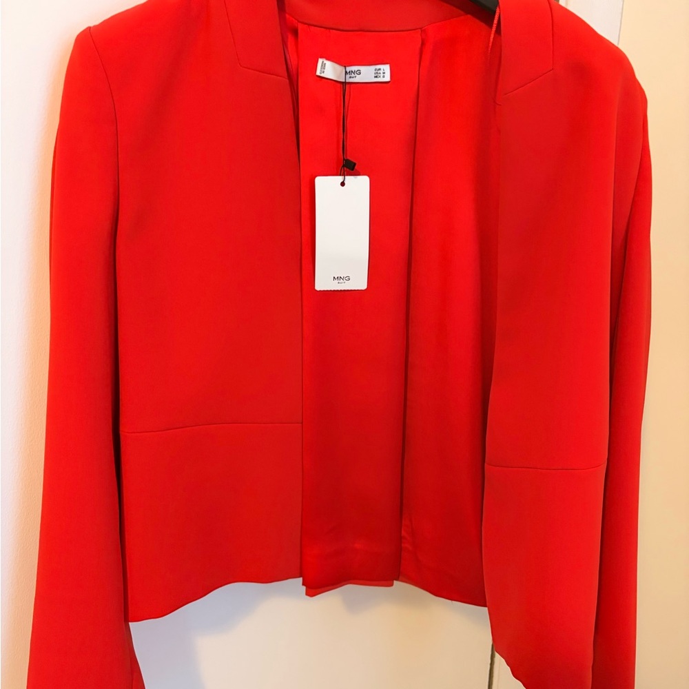 NWT Mango Women's Red Crop Blazer US M (Eur L)